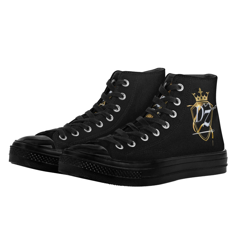 DzThreaDz.Mens Classic Black High Top Canvas Shoes