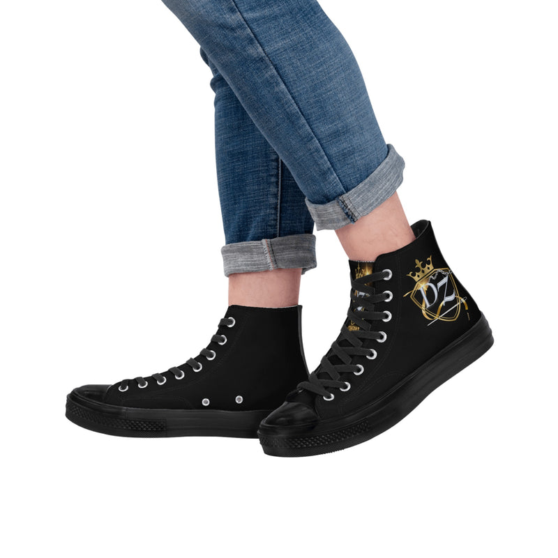 DzThreaDz.Mens Classic Black High Top Canvas Shoes