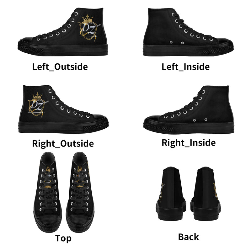 DzThreaDz.Mens Classic Black High Top Canvas Shoes