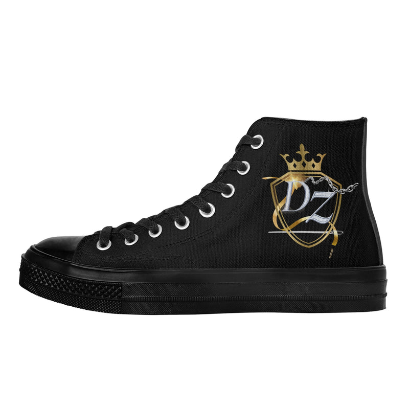 DzThreaDz.Mens Classic Black High Top Canvas Shoes