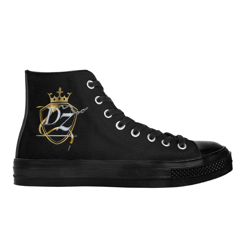 DzThreaDz.Mens Classic Black High Top Canvas Shoes