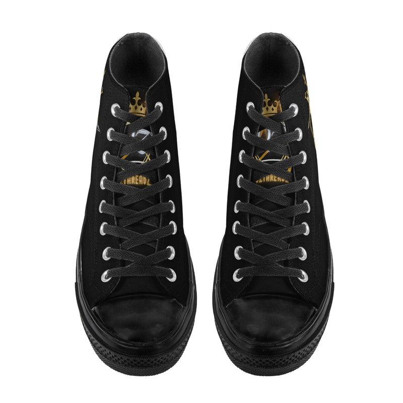 DzThreaDz.Mens Classic Black High Top Canvas Shoes