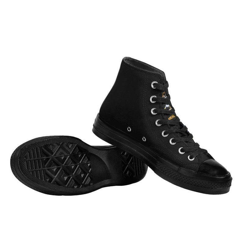 DzThreaDz.Mens Classic Black High Top Canvas Shoes