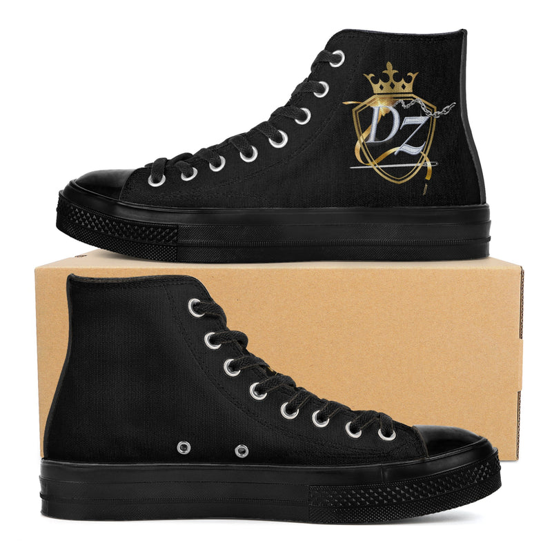 DzThreaDz.Mens Classic Black High Top Canvas Shoes