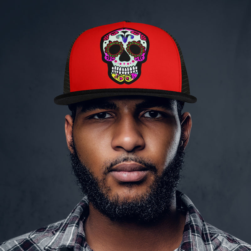 DzThreaDz. Sugar Skull Front Printing Mesh Hip-hop Hats