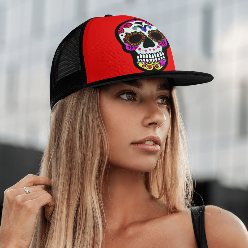 DzThreaDz. Sugar Skull Front Printing Mesh Hip-hop Hats