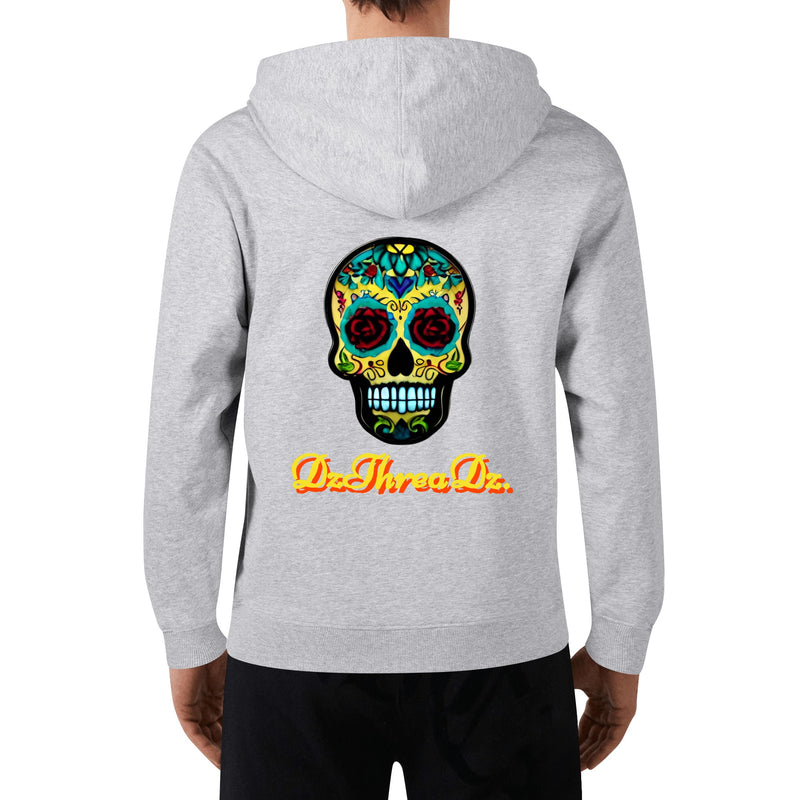 DzThreaDz. Crown/Sugar Skull Front & Back Printing Adult Cotton Hoodie