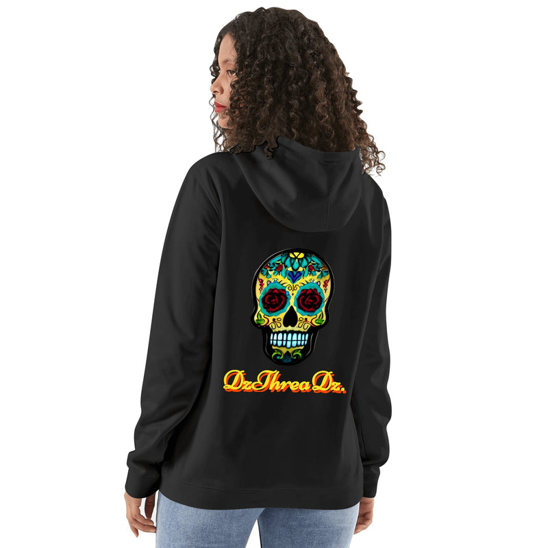 DzThreaDz. Crown/Sugar Skull Front & Back Printing Adult Cotton Hoodie