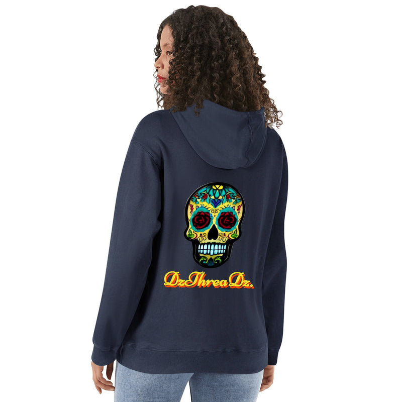 DzThreaDz. Crown/Sugar Skull Front & Back Printing Adult Cotton Hoodie