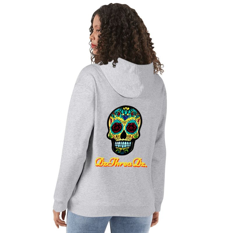 DzThreaDz. Crown/Sugar Skull Front & Back Printing Adult Cotton Hoodie