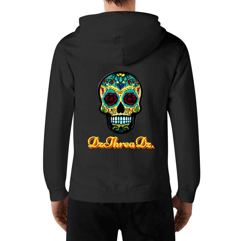 DzThreaDz. Crown/Sugar Skull Front & Back Printing Adult Cotton Hoodie