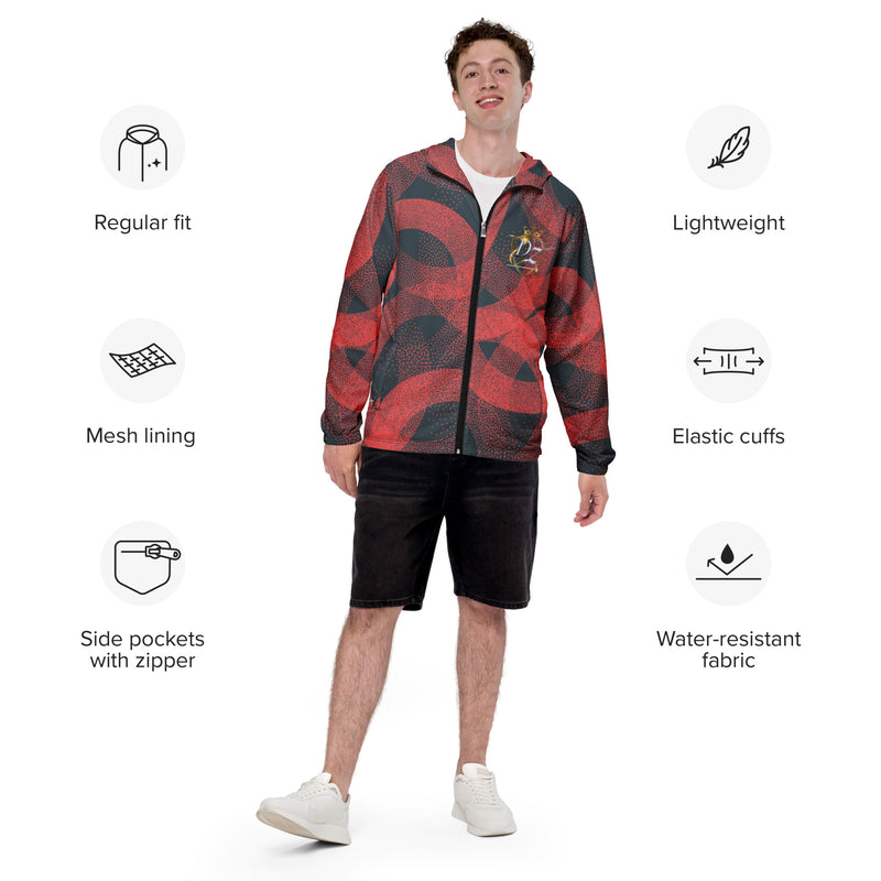 DzThreaDz. Red Swirl Men’s windbreaker