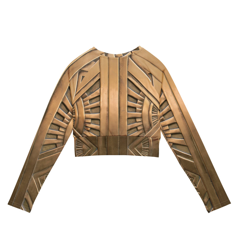 DzThreaDz. Gold Armor Recycled long-sleeve crop top