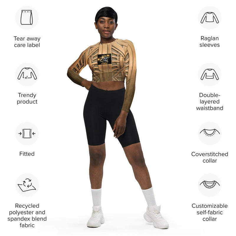 DzThreaDz. Gold Armor Recycled long-sleeve crop top