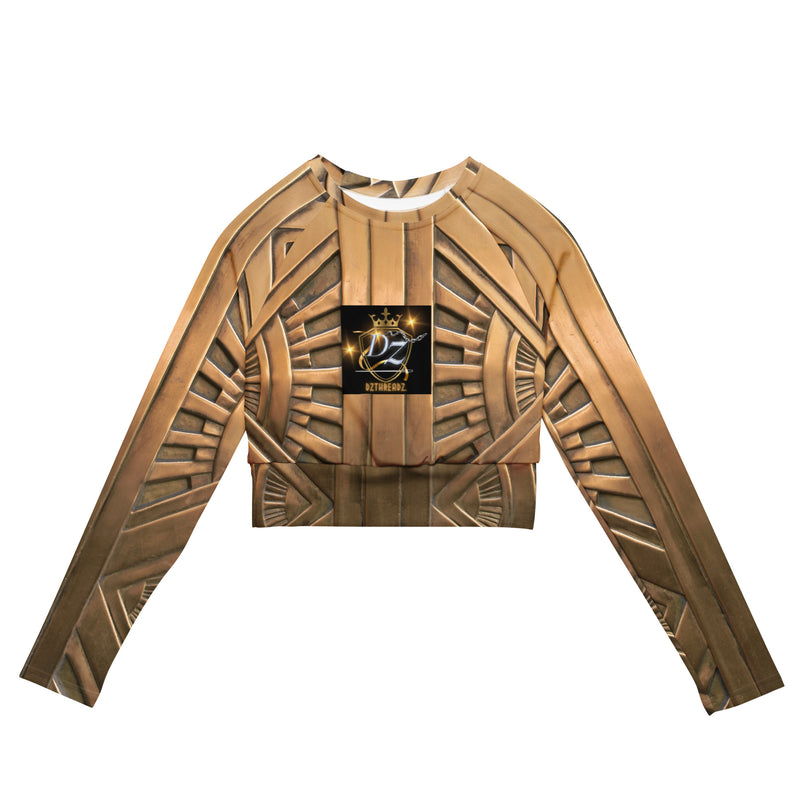 DzThreaDz. Gold Armor Recycled long-sleeve crop top