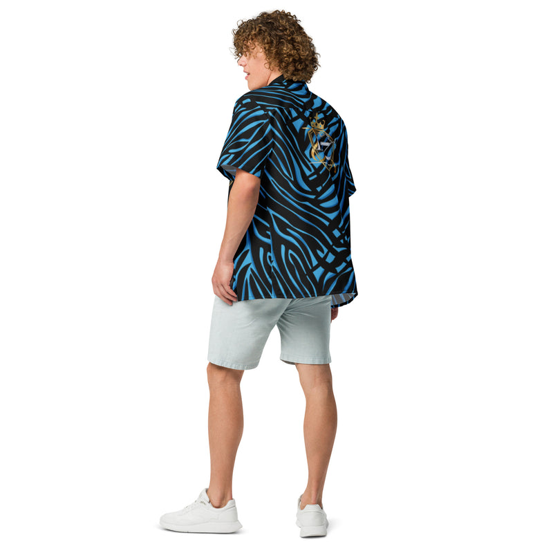 DzThreaDz. Blue Zebra Unisex button shirt