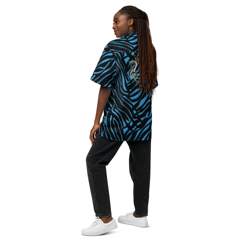 DzThreaDz. Blue Zebra Unisex button shirt