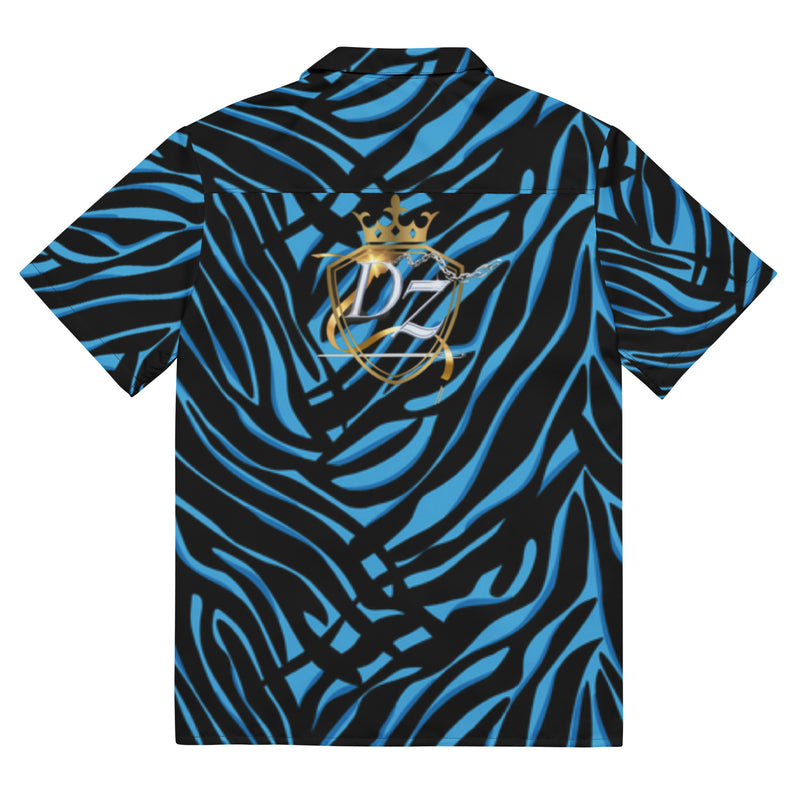 DzThreaDz. Blue Zebra Unisex button shirt