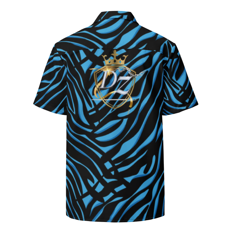 DzThreaDz. Blue Zebra Unisex button shirt