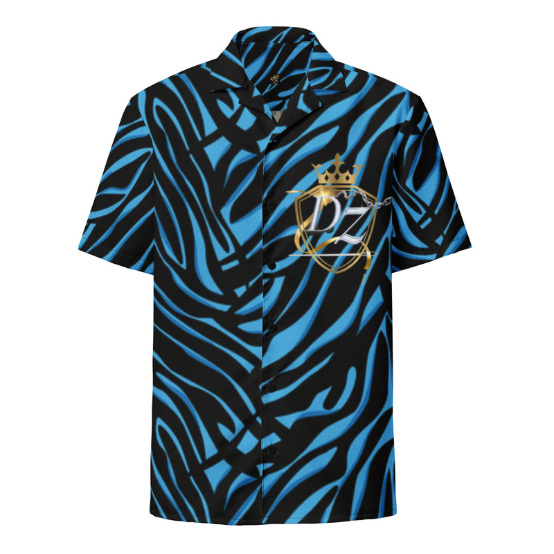 DzThreaDz. Blue Zebra Unisex button shirt