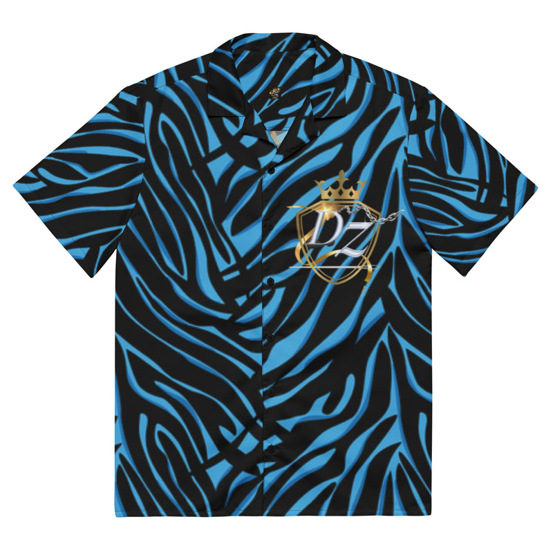 DzThreaDz. Blue Zebra Unisex button shirt