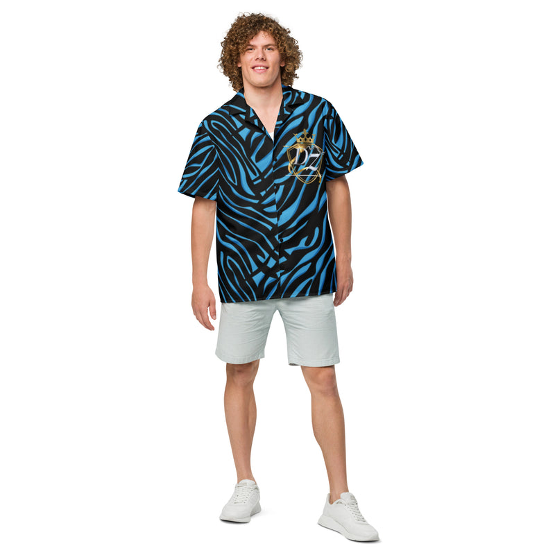 DzThreaDz. Blue Zebra Unisex button shirt