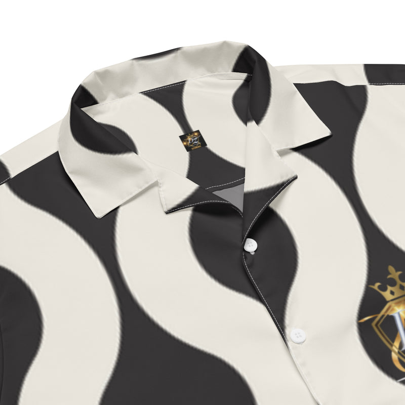 DzThreaDz. Black and White Fire Unisex button shirt
