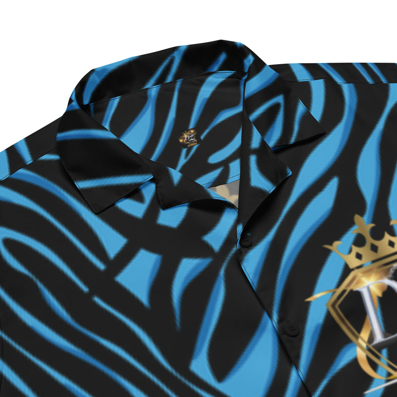 DzThreaDz. Blue Zebra Unisex button shirt