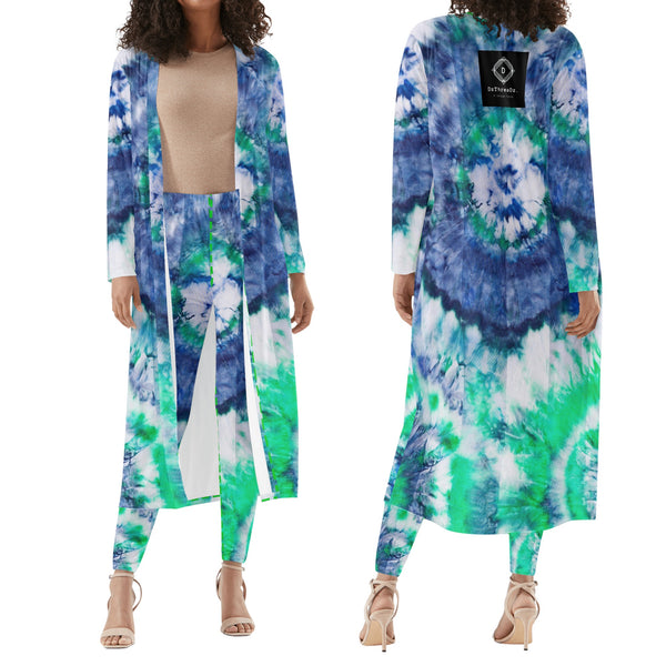 DzThreaDz. Tie Die Women's Long Sleeve Cardigan and Leggings 2pcs