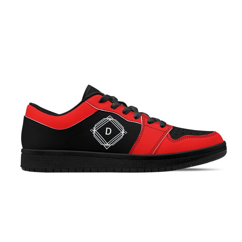 DzThreaDz.Men's Black Low Top Leather Sneakers