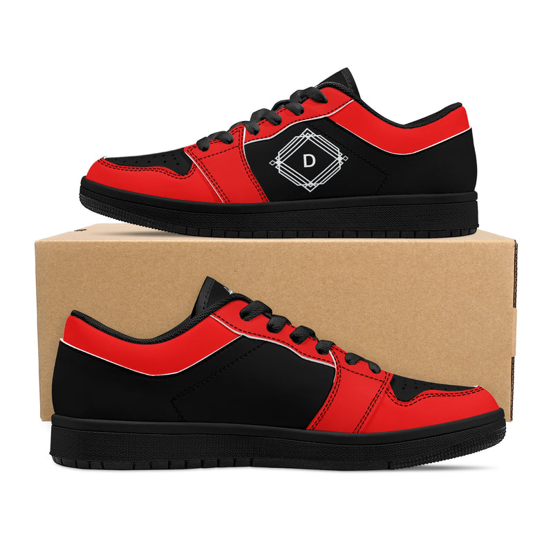 DzThreaDz.Men's Black Low Top Leather Sneakers