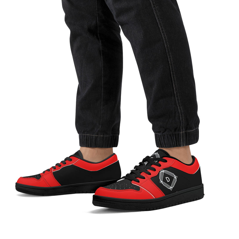 DzThreaDz.Men's Black Low Top Leather Sneakers