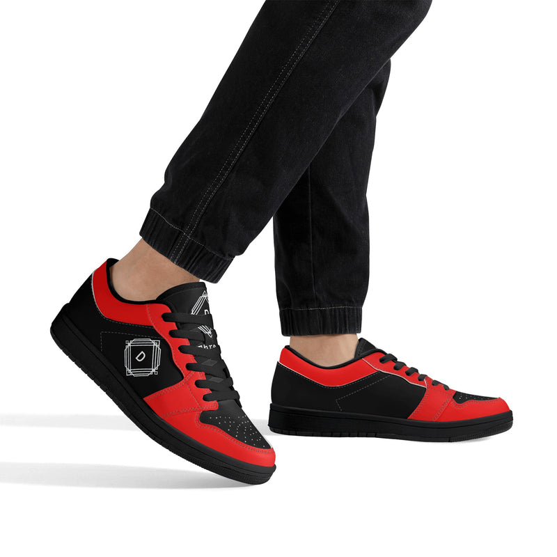 DzThreaDz.Men's Black Low Top Leather Sneakers