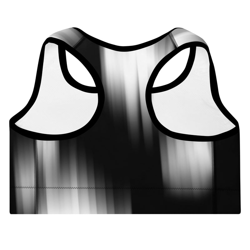 DzThreaDz. Black and White Fade Padded Sports Bra