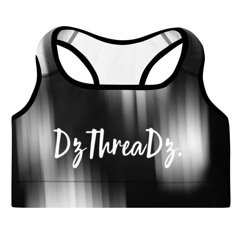 DzThreaDz. Black and White Fade Padded Sports Bra