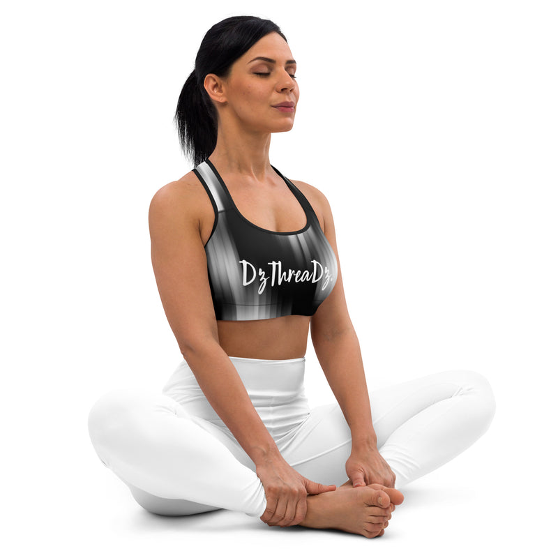 DzThreaDz. Black and White Fade Padded Sports Bra