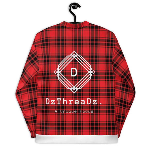 DzThreaDz. Red Plaid Unisex Bomber Jacket