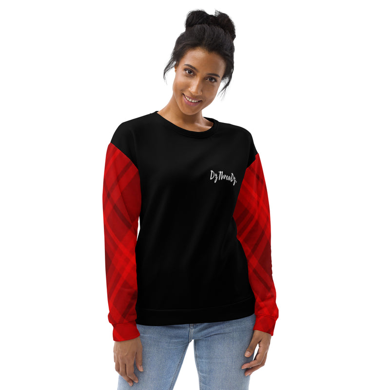 DzThreaDz. Red Plaid Unisex Sweatshirt