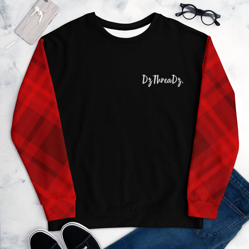 DzThreaDz. Red Plaid Unisex Sweatshirt