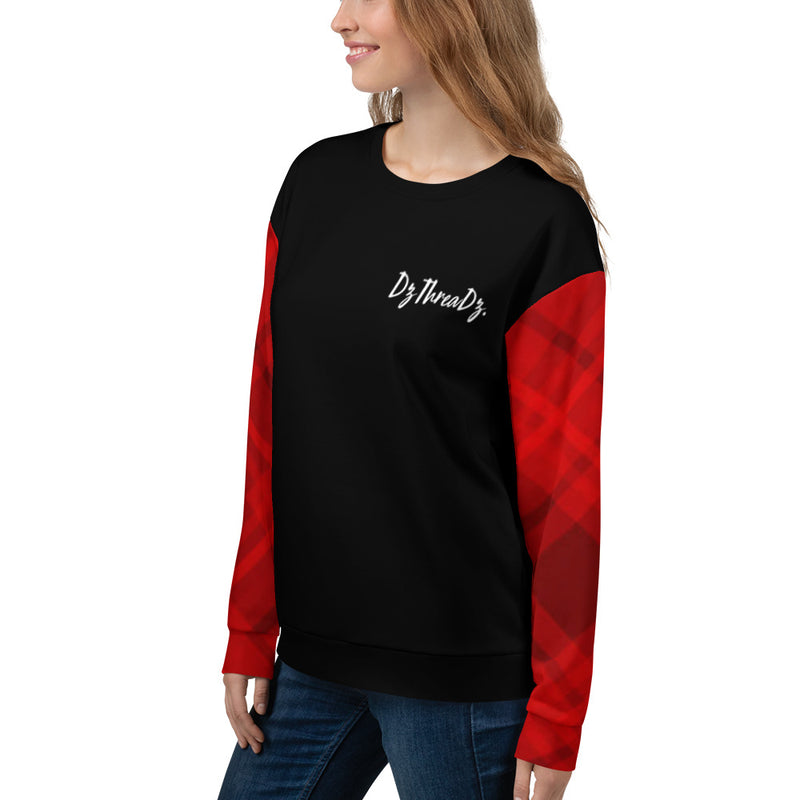 DzThreaDz. Red Plaid Unisex Sweatshirt