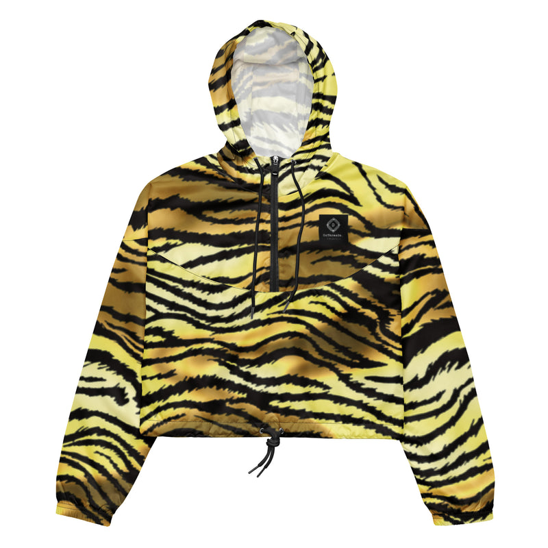 DzThreaDz. Tiger Print Women’s cropped windbreaker