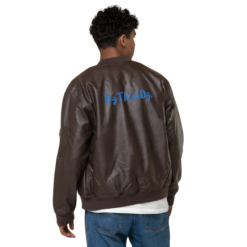 DzThreaDz. Premium Leather Bomber Jacket