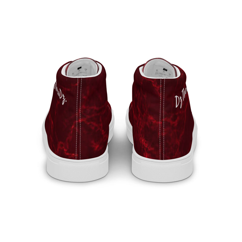 DzThreaDz. Red Marble Men’s high top canvas shoes