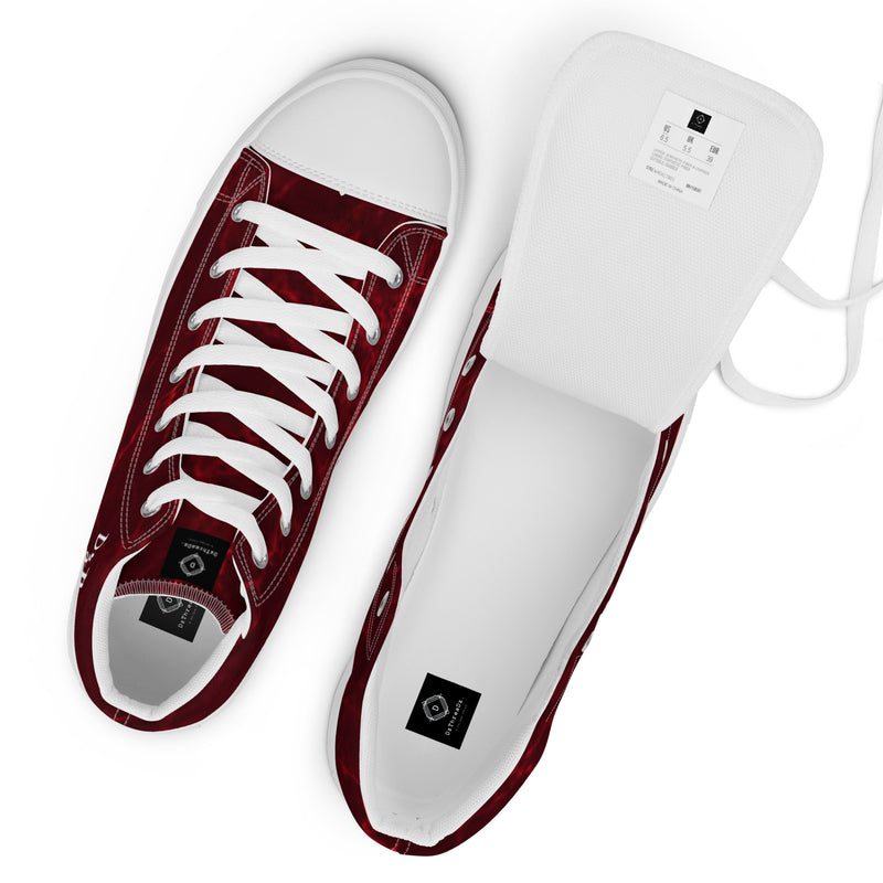 DzThreaDz. Red Marble Men’s high top canvas shoes