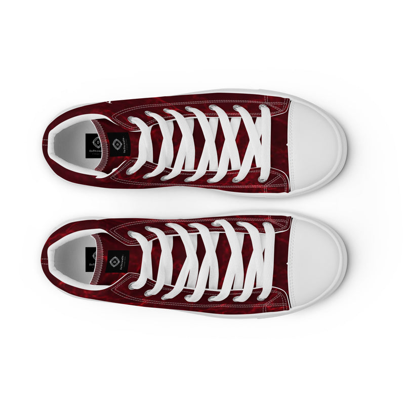 DzThreaDz. Red Marble Men’s high top canvas shoes