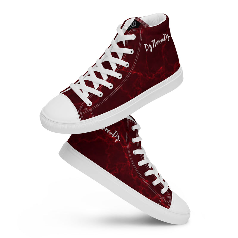 DzThreaDz. Red Marble Men’s high top canvas shoes