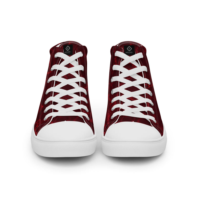 DzThreaDz. Red Marble Men’s high top canvas shoes