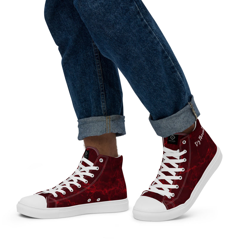 DzThreaDz. Red Marble Men’s high top canvas shoes