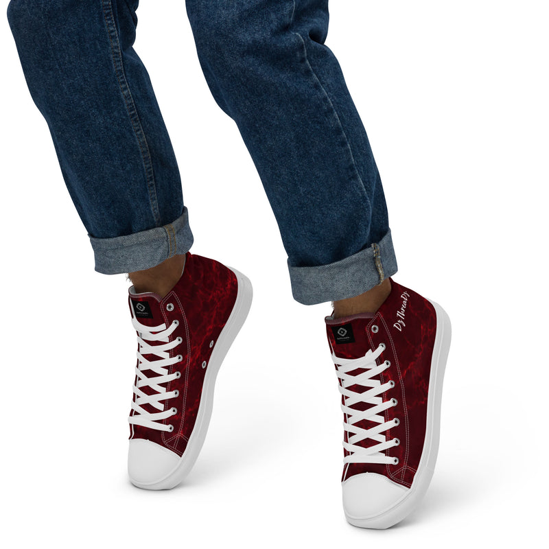 DzThreaDz. Red Marble Men’s high top canvas shoes