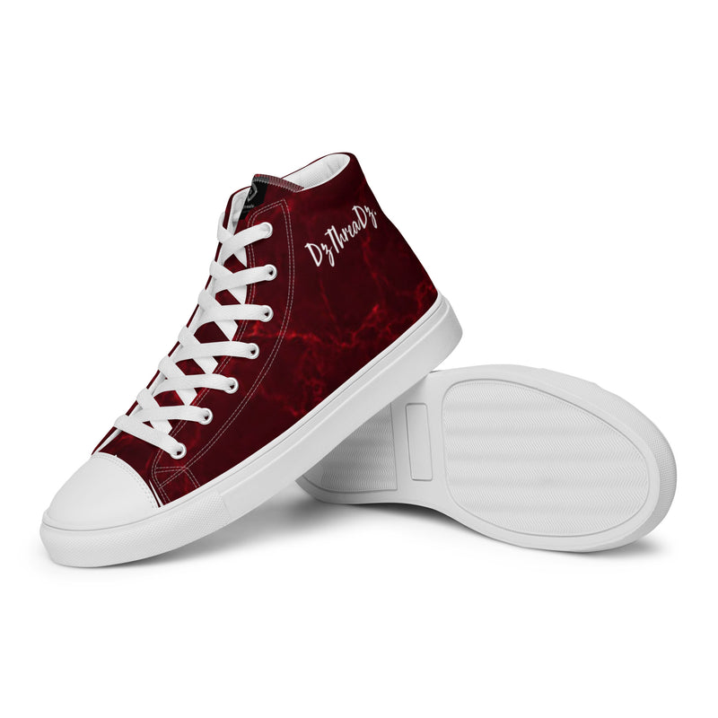 DzThreaDz. Red Marble Men’s high top canvas shoes